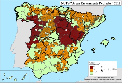 Mapa y tabla de las NUTs Españolas